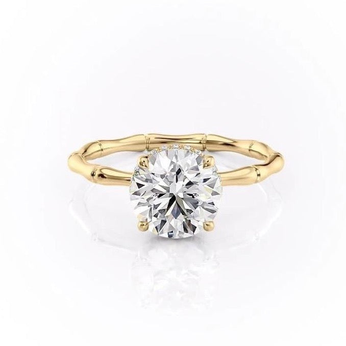 Criss cross Diamond Ring Round Colorless Moissanite Engagement Ring Solid  Yellow Gold Twisted Diamond Ring Unique X Minimalist Ring 