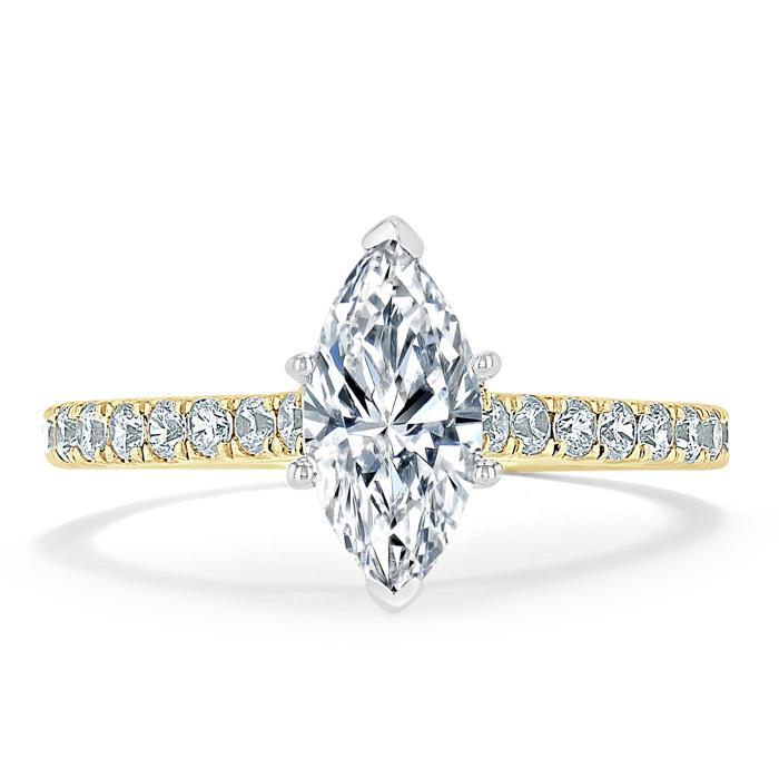 Marquise Cut Moissanite Engagement Ring, Classic Style