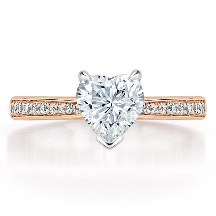 Heart Cut Moissanite Engagement Ring, Classic Style