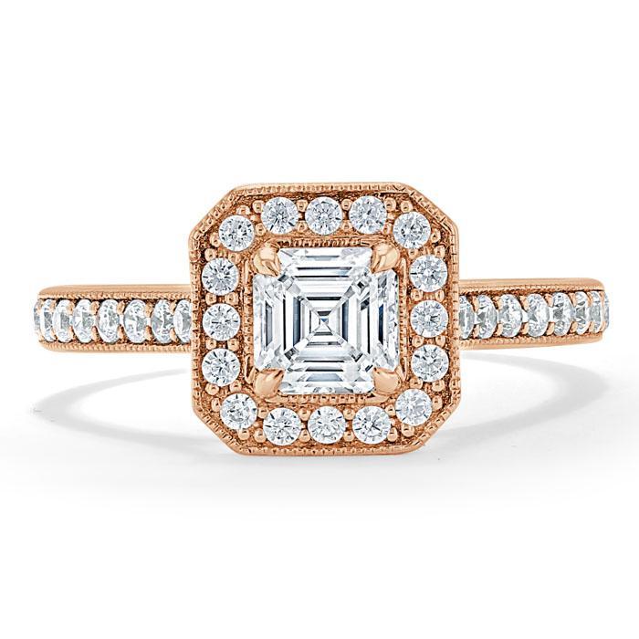 Asscher Cut Moissanite Engagement Ring, Classic Halo