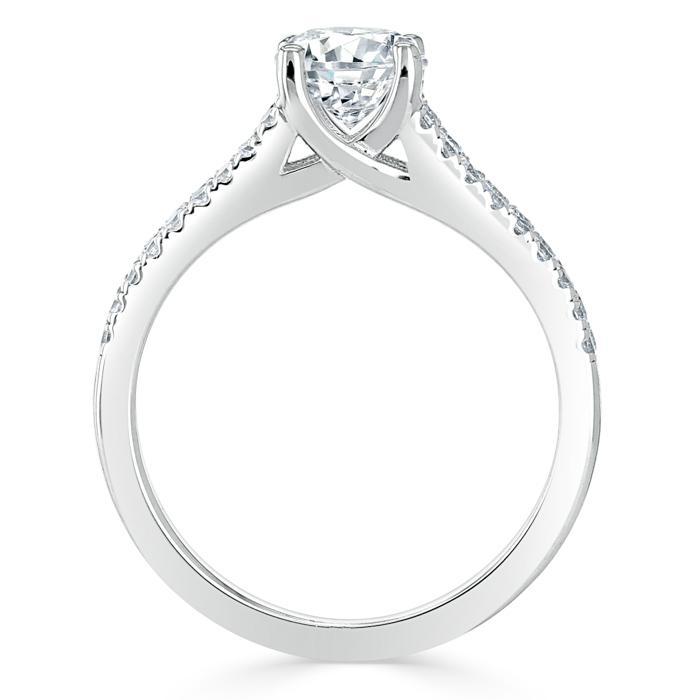 Asscher Cut Moissanite Engagement Ring, Classic Style