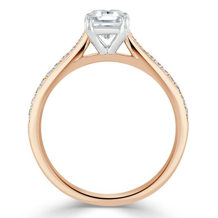 Asscher Cut Moissanite Engagement Ring, Classic Style