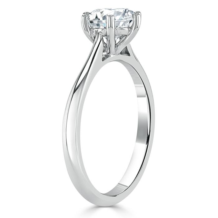 Round Cut Moissanite Engagement Ring, Classic Six Claw