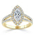 Marquise Cut Moissanite Halo Engagement Ring, Tiffany Style