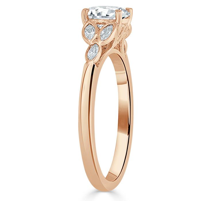 Asscher Cut Moissanite Engagement Ring, Vintage Style