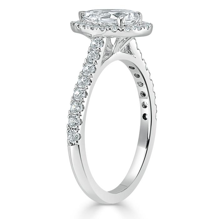 Pear Cut Moissanite Engagement Ring, Classic Halo