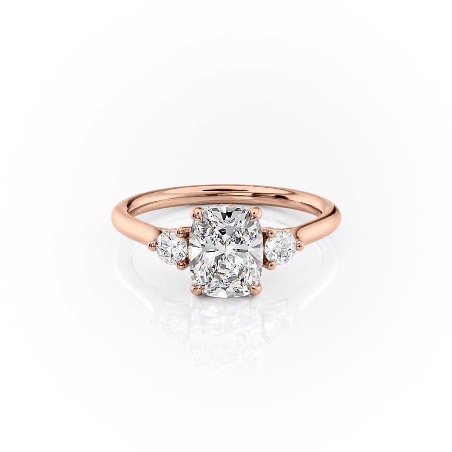 Elongated Cushion Cut Moissanite 3 Stone Ring