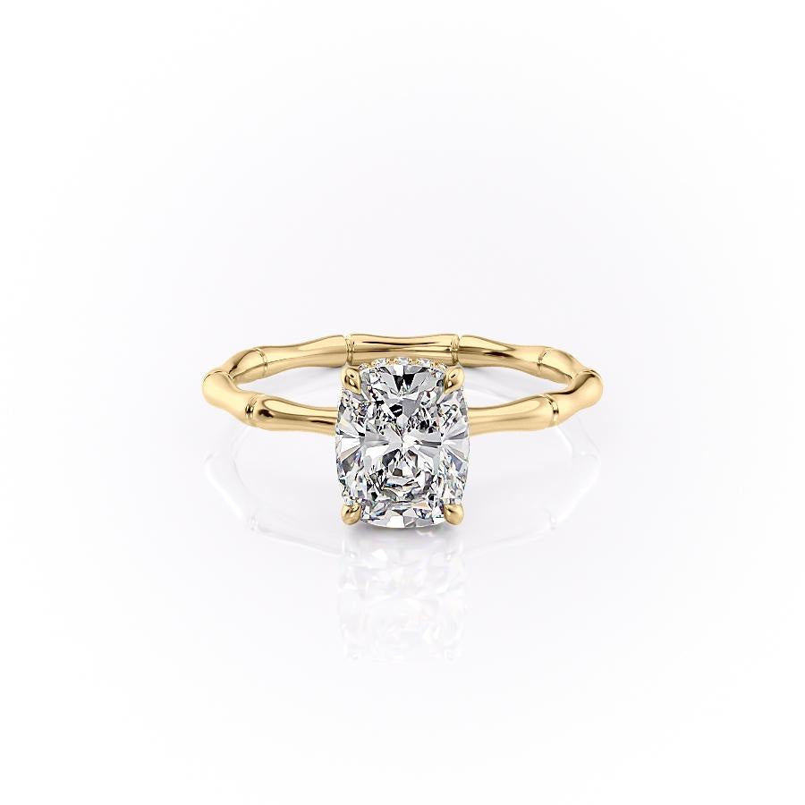 Elongated Cushion Cut Moissanite Ring With Hidden Halo