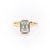 Emerald Cut Rubover Moissanite With Hidden Halo