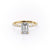 Emerald Cut Moissanite Shoulder Set Ring With Hidden Halo