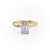 Emerald Cut Moissanite Twisted Shoulder Set Ring With Hidden Halo