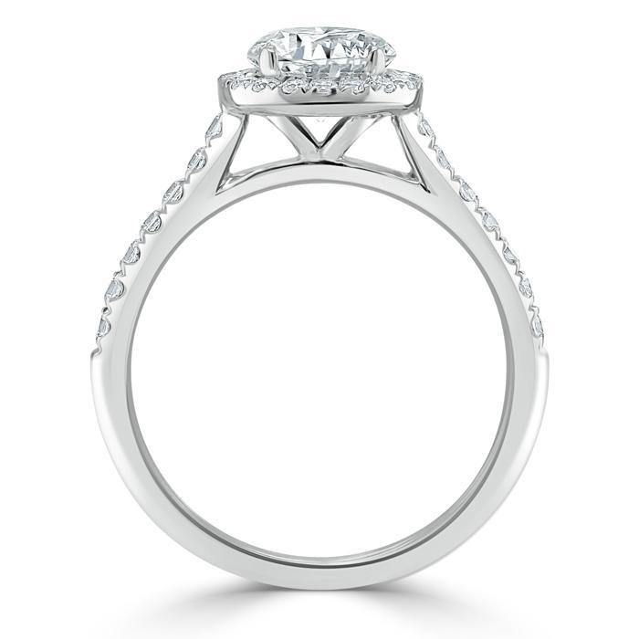 Pear Cut Moissanite Engagement Ring, Classic Halo