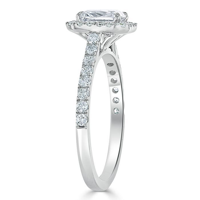 Radiant Cut Moissanite Halo Engagement Ring, Classic Style