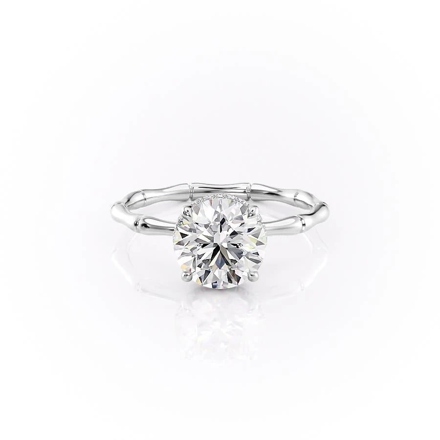 ROUND CUT MOISSANITE RING WITH HIDDEN HALO