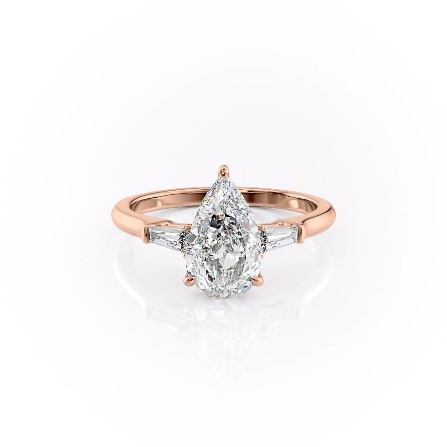 Pear Cut Moissanite, Traditional Classic Design