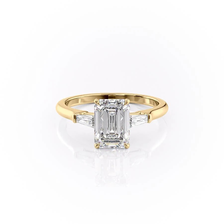 Emerald Cut Moissanite, Traditional Classic Design