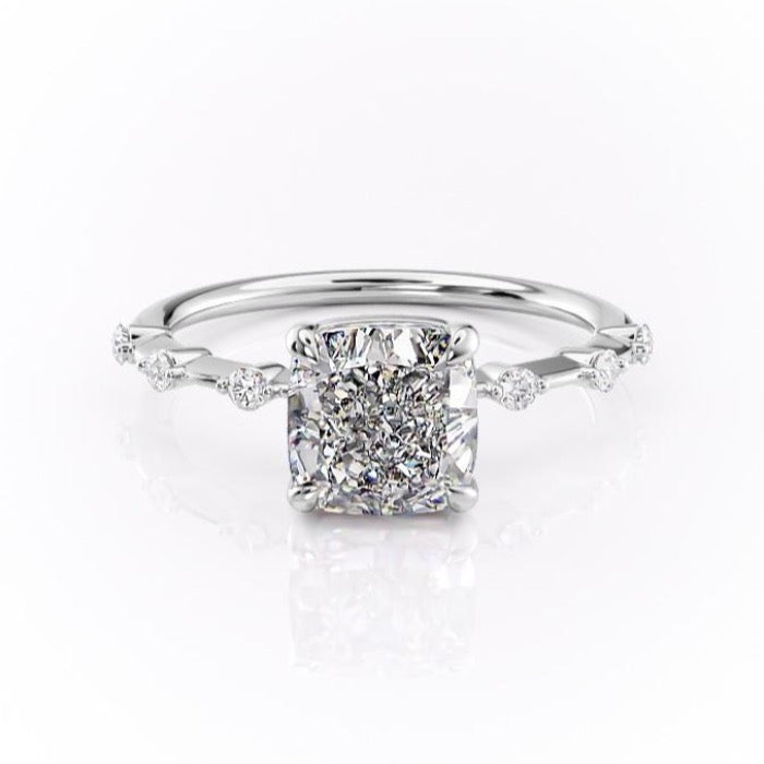 CUSHION CUT MOISSANITE RING - DELICATE VINTAGE STYLE