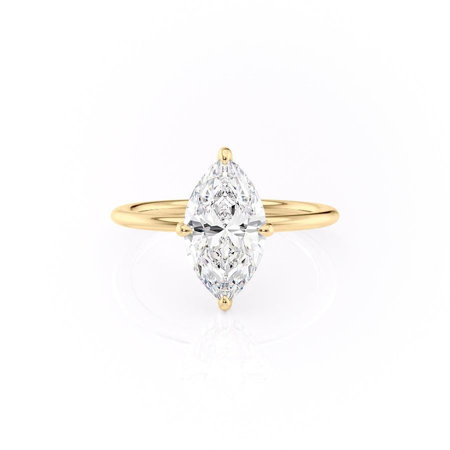 Marquise Cut Moissanite Engagement Ring With Hidden Halo