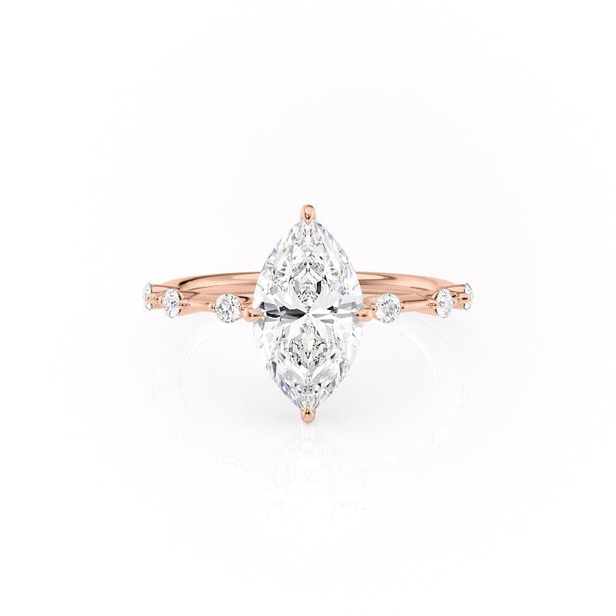 Marquise Cut Moissanite With Stone Set Shoulders