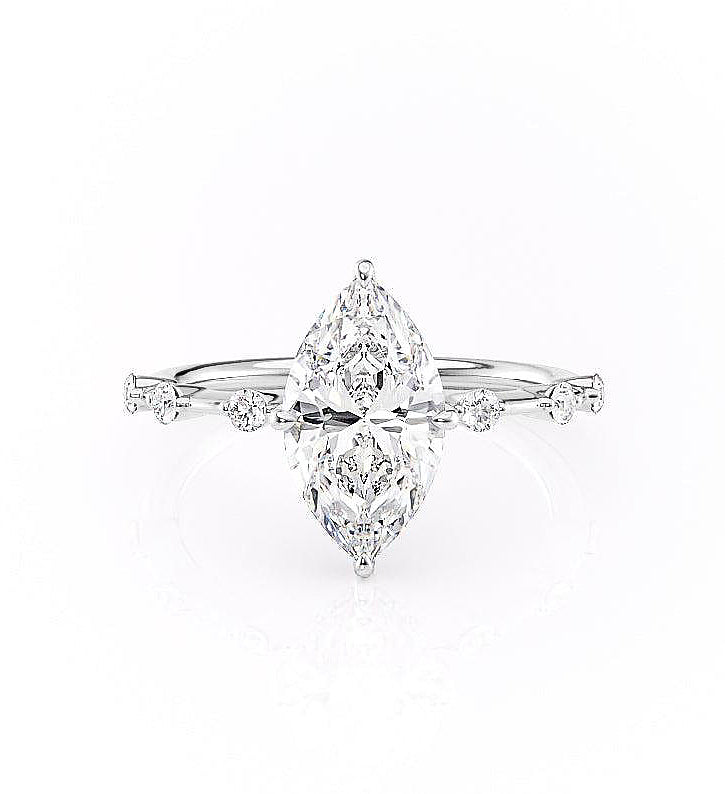 Marquise Cut Moissanite With Stone Set Shoulders