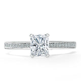 Radiant Cut Moissanite Engagement Ring, Classic Style