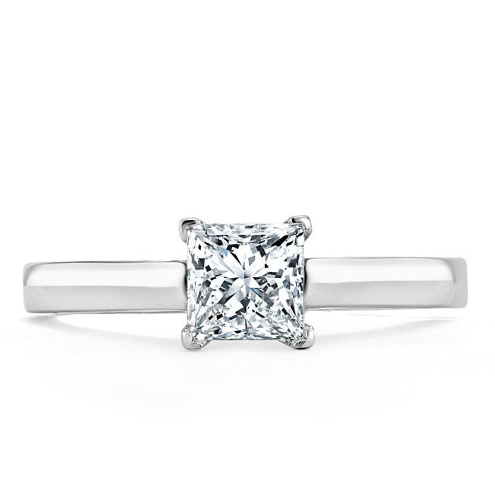 Princess Cut Moissanite Engagement Ring, Classic Style