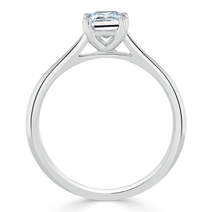 Emerald Cut Moissanite Engagement Ring, Tiffany Style