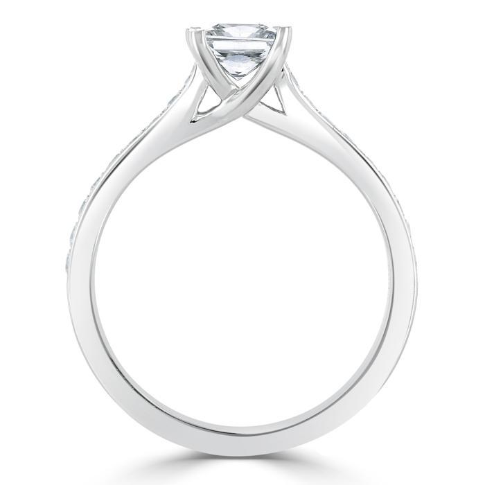 Princess Cut Moissanite Engagement Ring, Classic Style