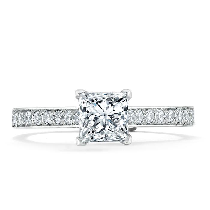 Princess Cut Moissanite Engagement Ring, Classic Style