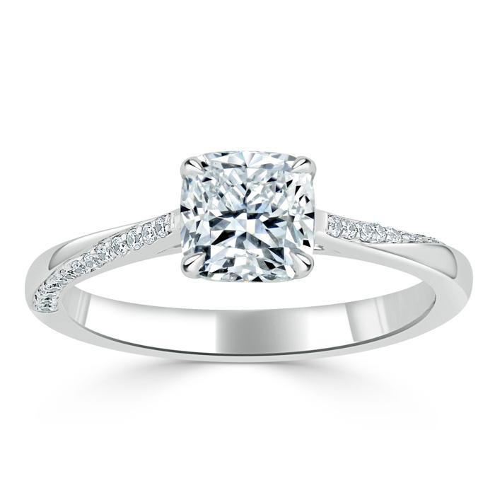 Cushion Cut Moissanite Engagement Ring, Classic Style