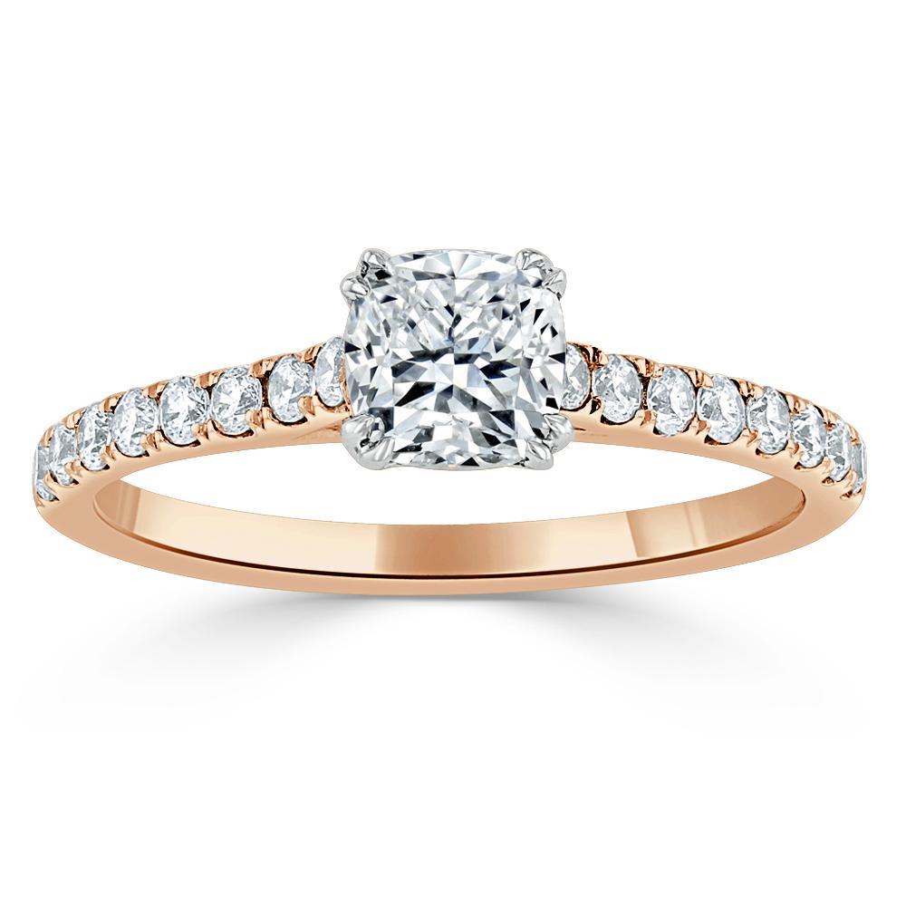 Cushion Cut Moissanite Engagement Ring, Classic Style