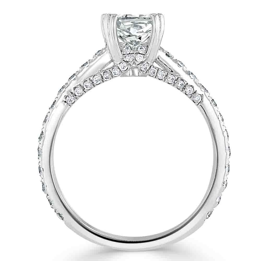 Cushion Cut Moissanite Engagement Ring, Tiffany Style