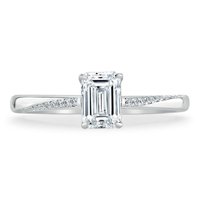 Emerald Cut Moissanite Engagement Ring, Classic Style