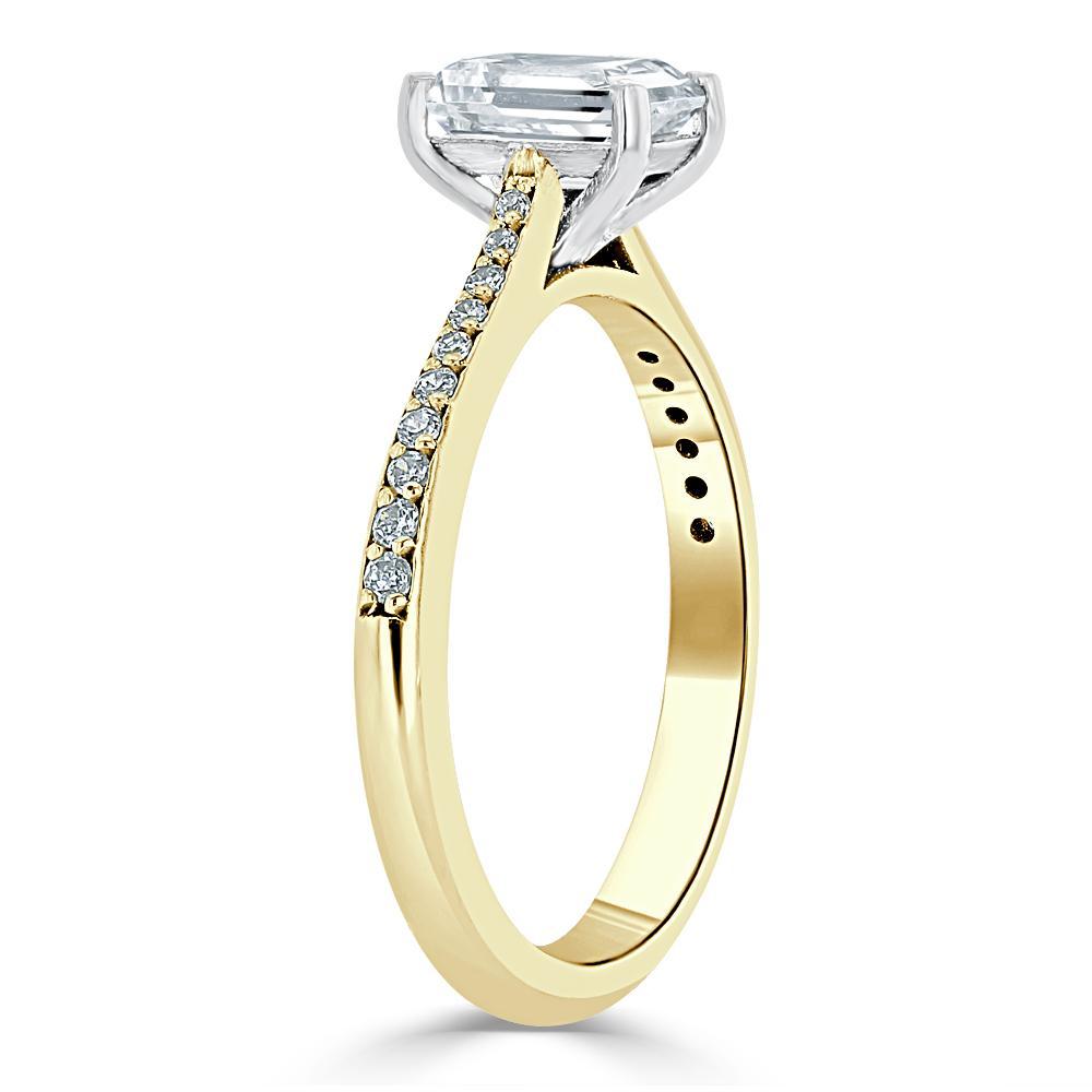 Emerald Cut Moissanite Engagement Ring, Classic Style