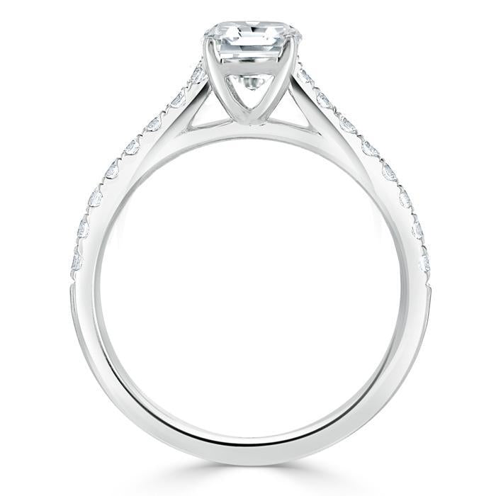 Emerald Cut Moissanite Engagement Ring, Classic Style