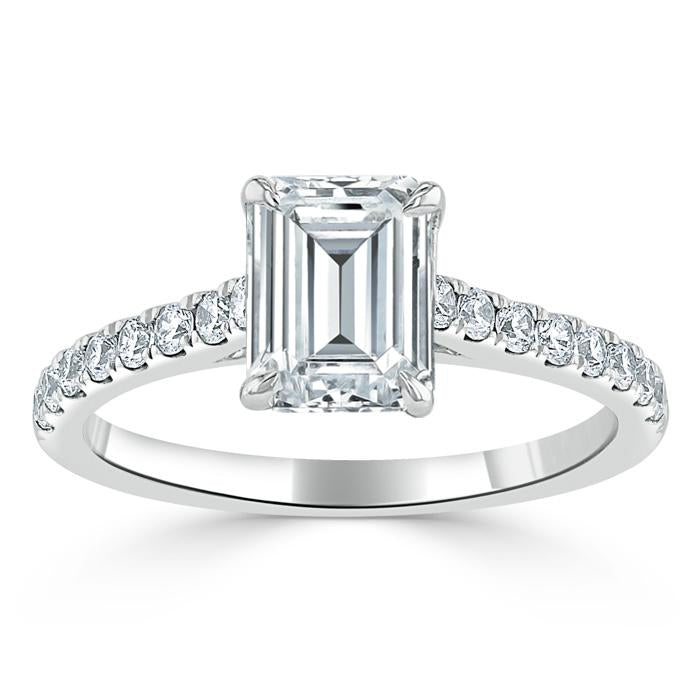 Emerald Cut Moissanite Engagement Ring, Classic Style