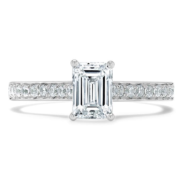 Emerald Cut Moissanite Engagement Ring, Classic Style