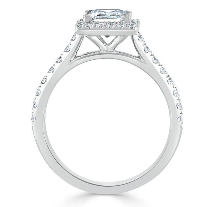 Princess Cut Moissanite Engagement Ring, Classic Halo