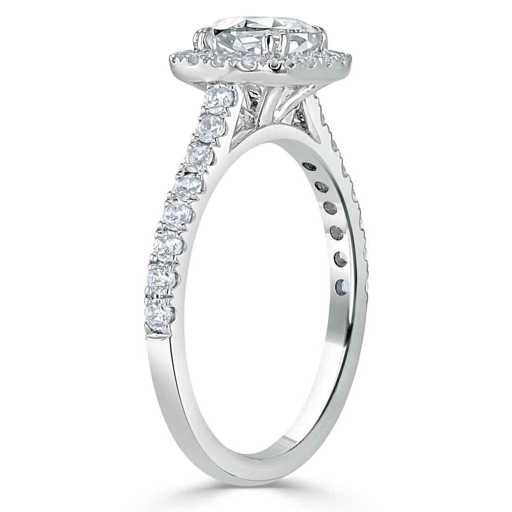 Cushion Cut Moissanite Halo Engagement Ring, Tiffany Style