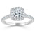 Cushion Cut Moissanite Halo Engagement Ring, Tiffany Style