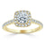 Cushion Cut Moissanite Halo Engagement Ring, Tiffany Style