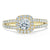 Cushion Cut Moissanite Engagement Ring, Classic Halo with Split Shank