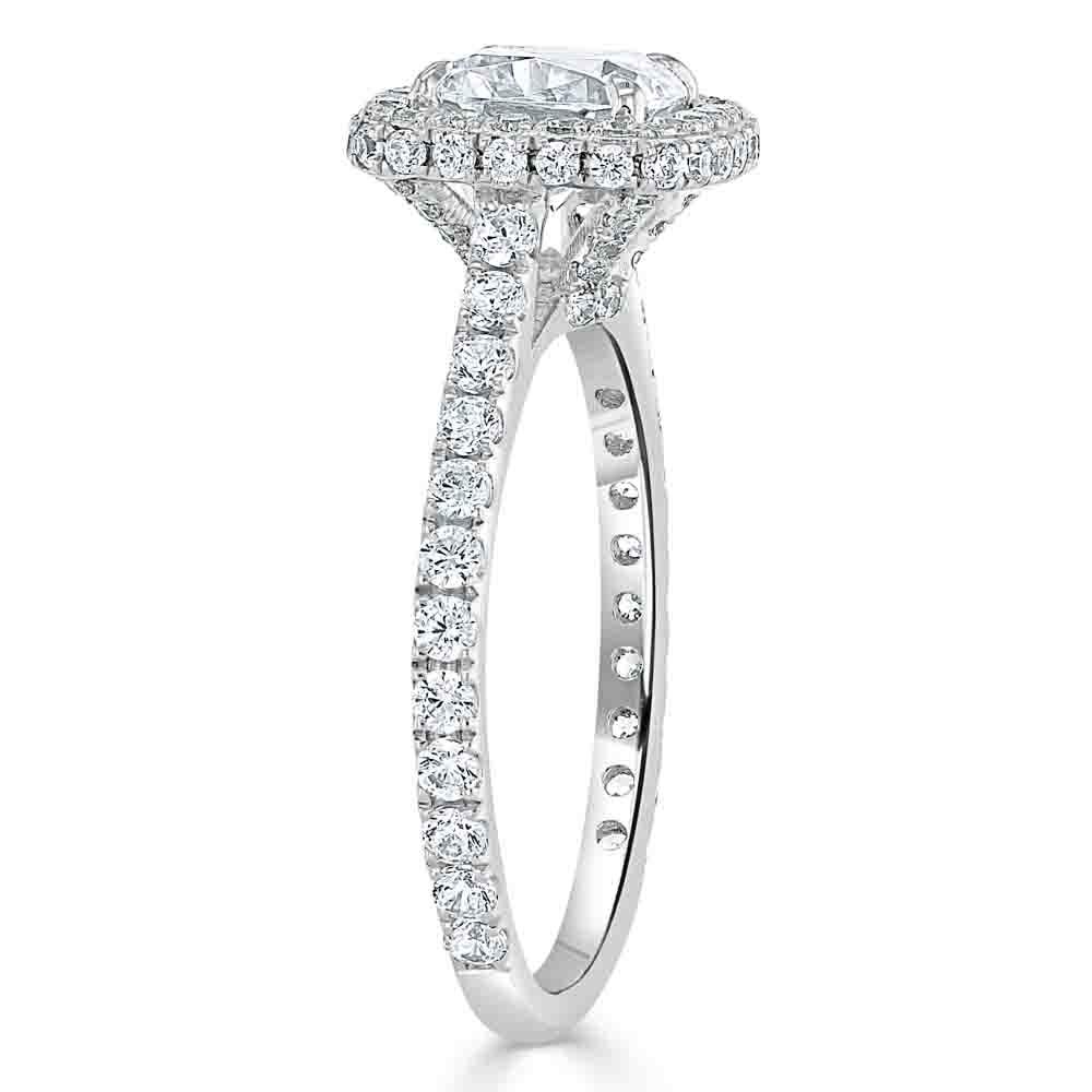 Cushion Cut Moissanite Halo Engagement Ring, Tiffany Style