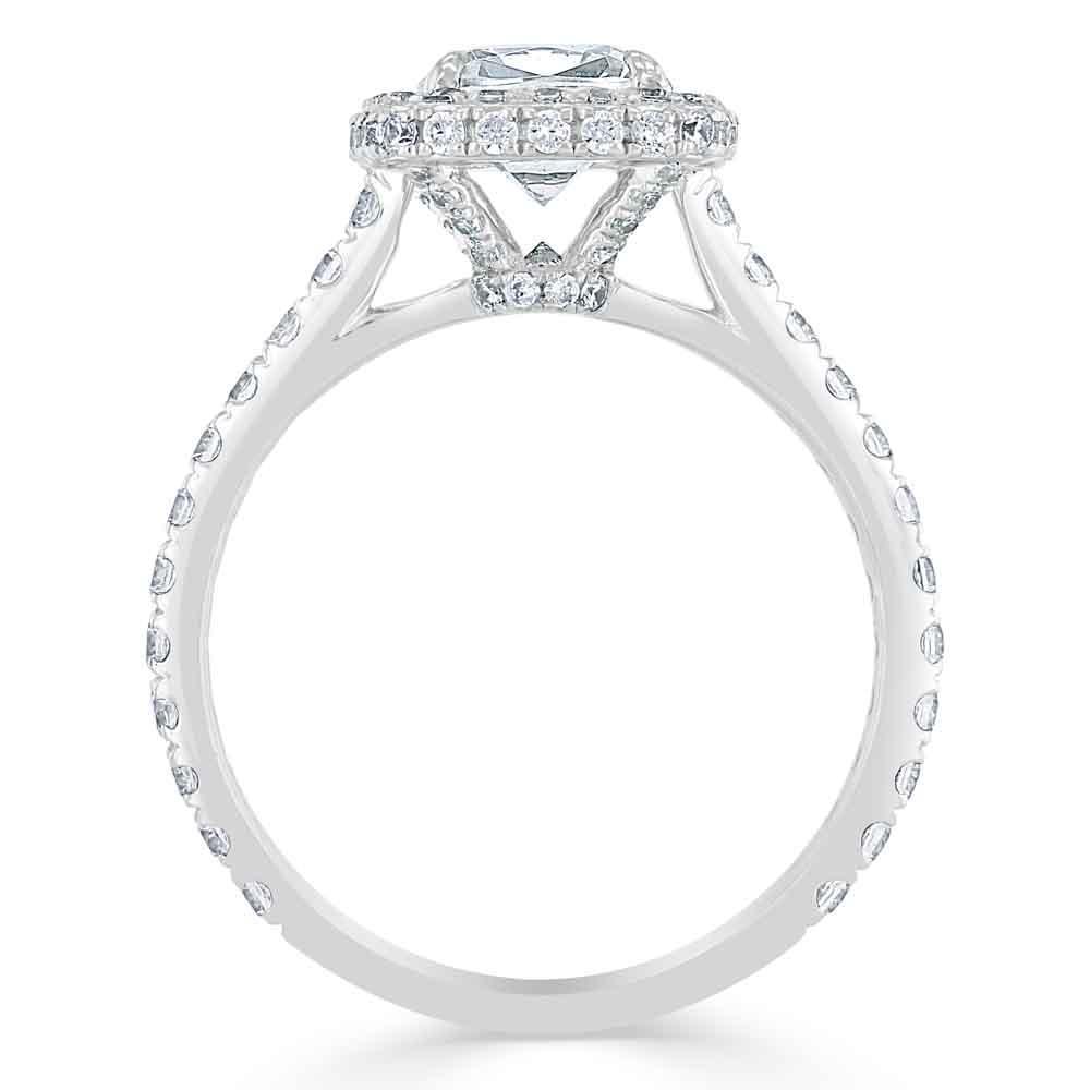 Cushion Cut Moissanite Halo Engagement Ring, Tiffany Style