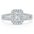 Emerald Cut Moissanite Engagement Ring, Classic Halo with Split Shank