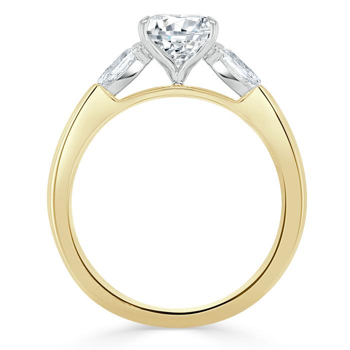 Cushion Cut Moissanite 3 Stone Engagement Ring