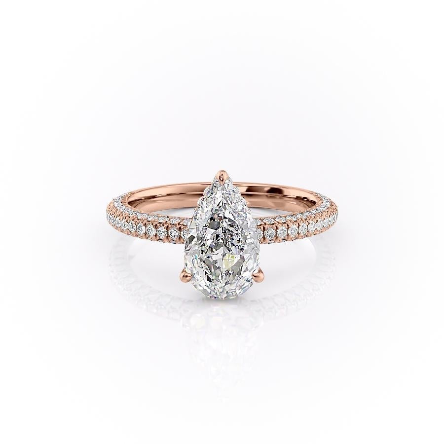 PEAR CUT MOISSANITE PAVÉ SET SHOULDERS WITH HIDDEN HALO