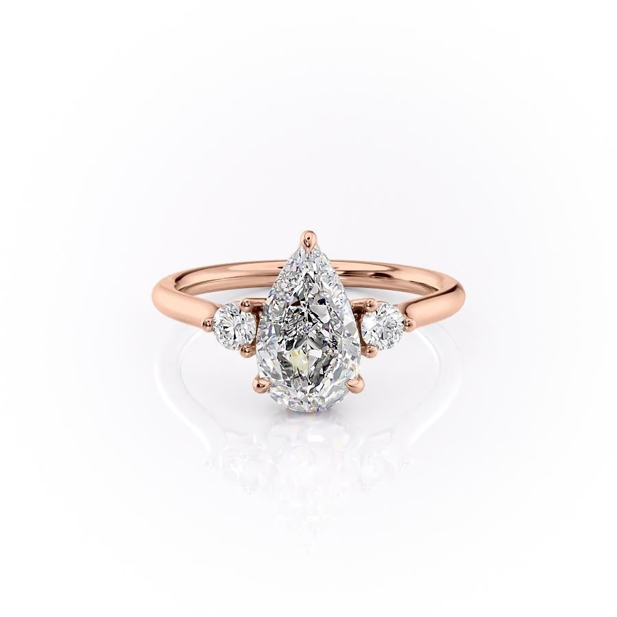 Pear Cut Moissanite 3 Stone Ring