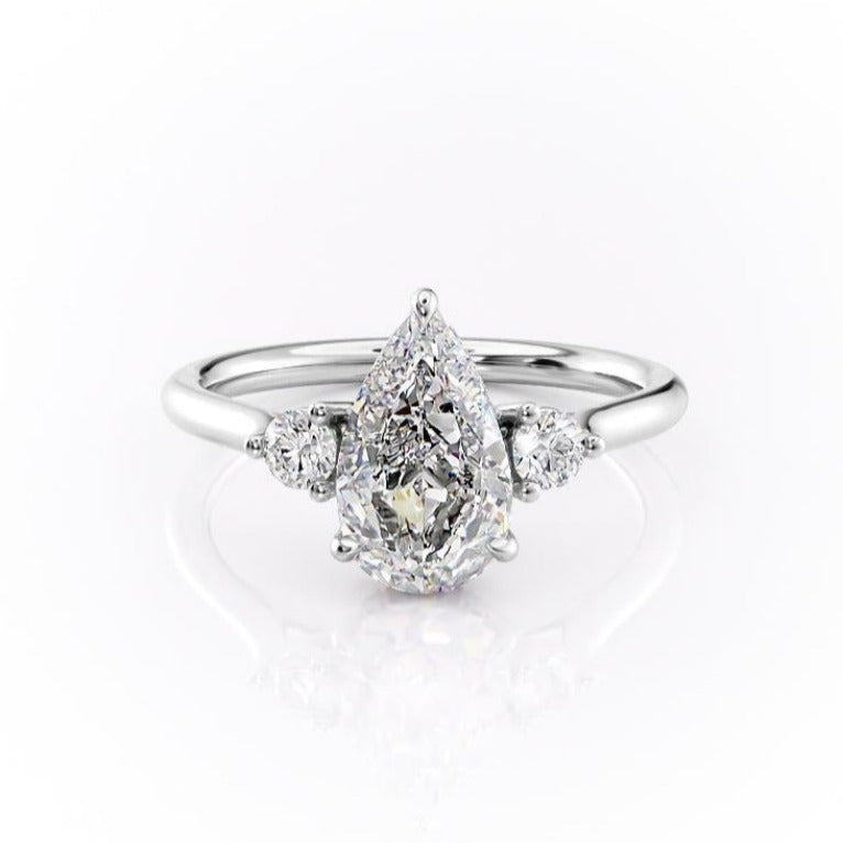 Pear Cut Moissanite 3 Stone Ring