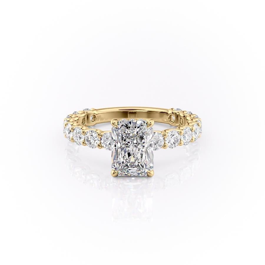 RADIANT CUT MOISSANITE STONE SET SHOULDERS WITH HIDDEN HALO